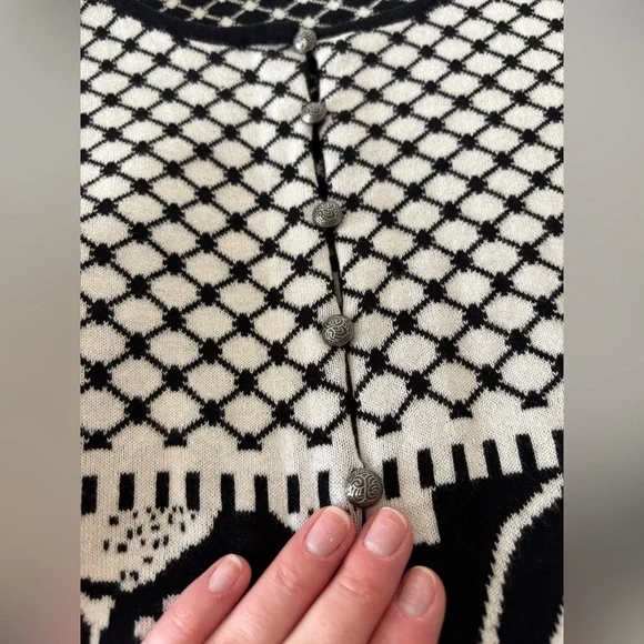 NWT Gudrun Sjoden Scandinavian Black White Lemon Organic Cotton Cardigan Size XL - Picture 9 of 10